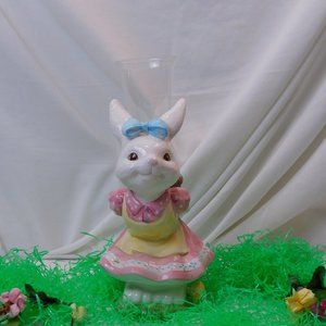 Spring Easter Bunny and Chick Flower Vase